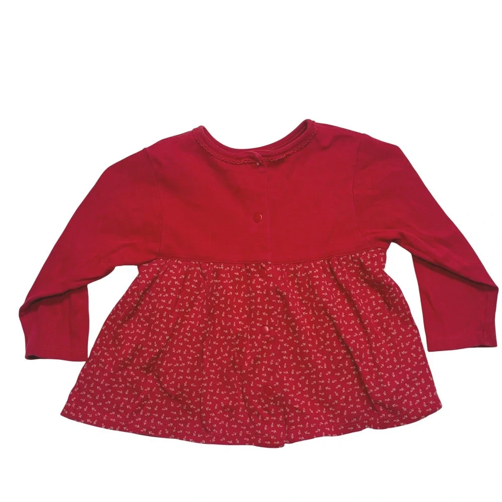 Vintage Gymboree Rainbow‎ Tag Baby Girl Red Floral Long Sleeve Tunic Top 18-24 M
